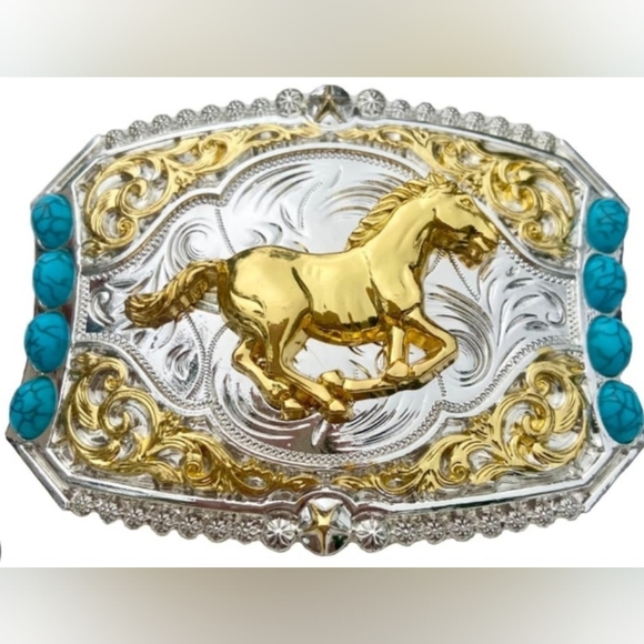 Western Longhorn Steer Bull Or Horse turquoise Silver Belt Buckle See  Choices - Picture 9 of 11